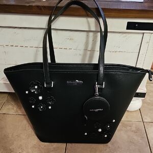 Karl Lagerfeld Black Floral Embellished Tote